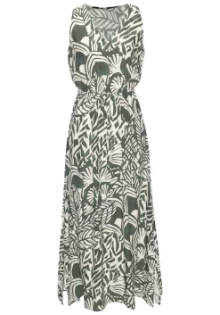Strandkleider|Kleider|LASCANA Maxikleid grün-cremebedruckt