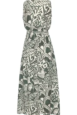 Strandkleider|Kleider|LASCANA Maxikleid grün-cremebedruckt
