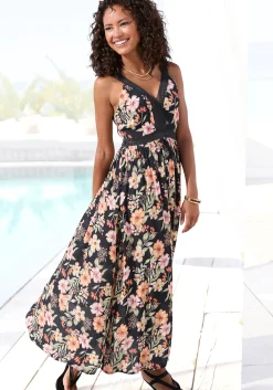 Strandkleider|Buffalo Maxikleid schwarzbedruckt