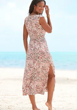 Strandkleider|Kleider|Vivance Maxikleid creme-mauvebedruckt