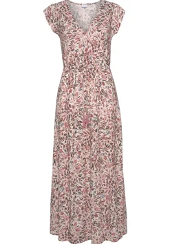 Strandkleider|Kleider|Vivance Maxikleid creme-mauvebedruckt