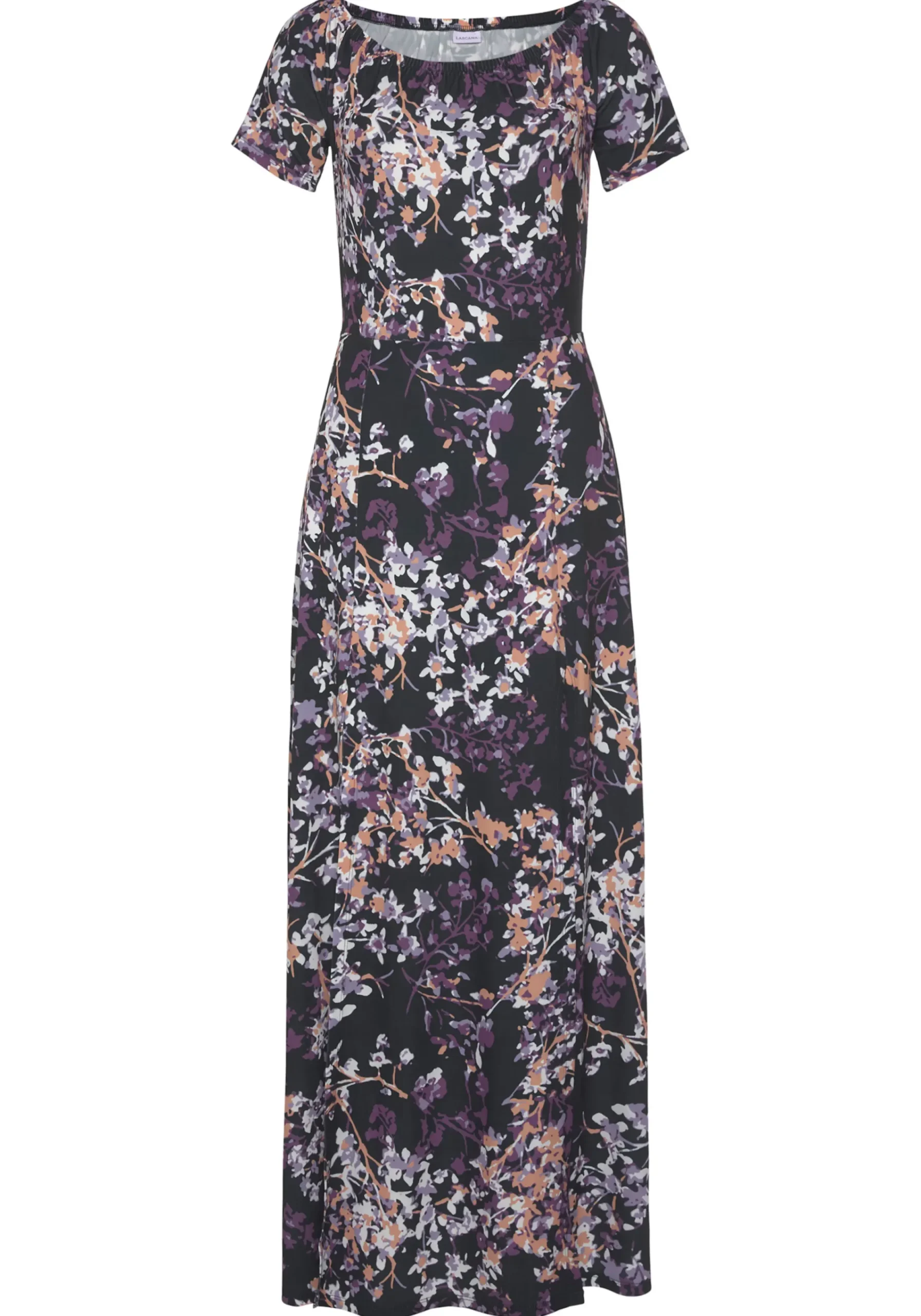 Kleider|Vivance Maxikleid schwarz-lilabedruckt