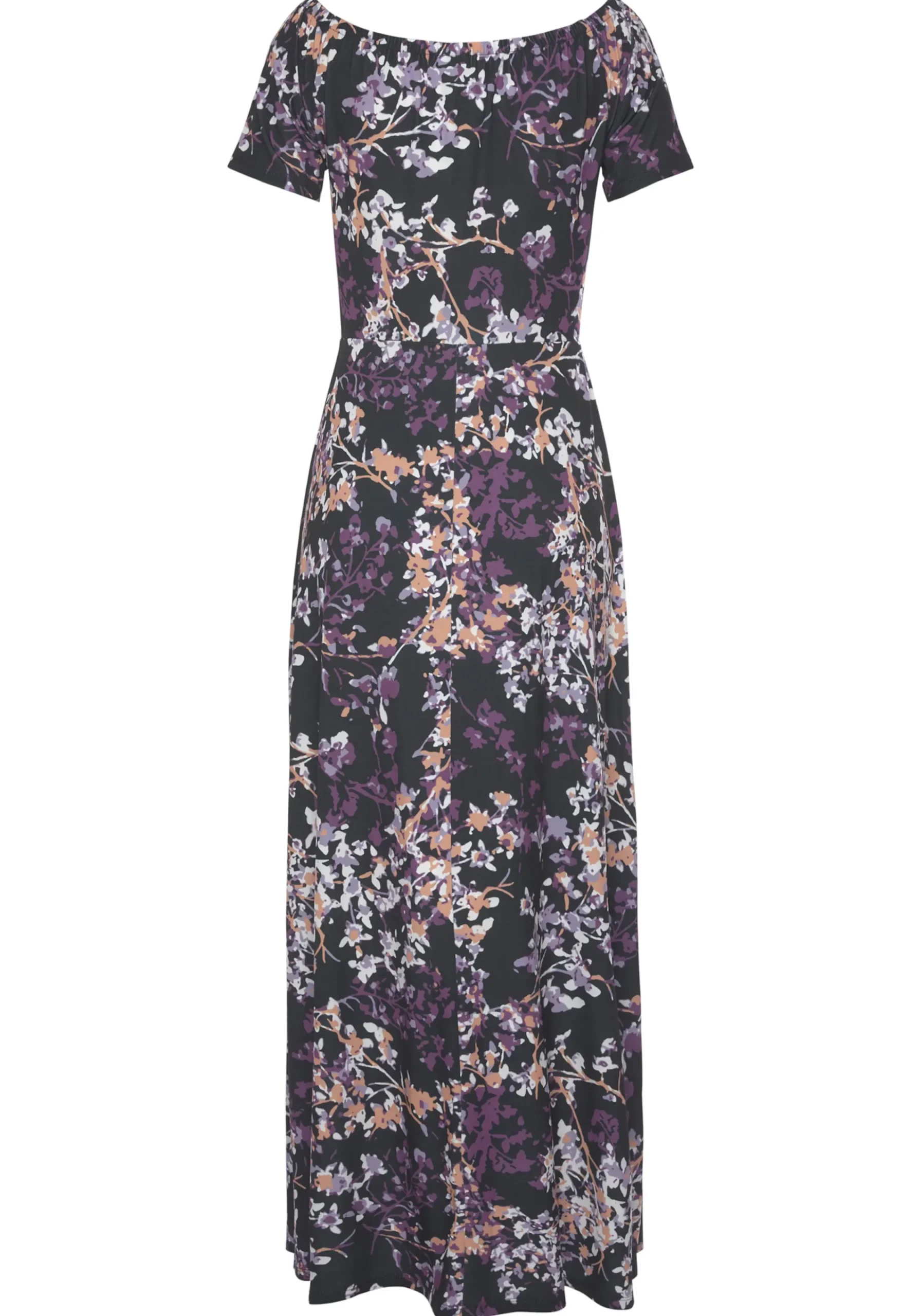 Kleider|Vivance Maxikleid schwarz-lilabedruckt