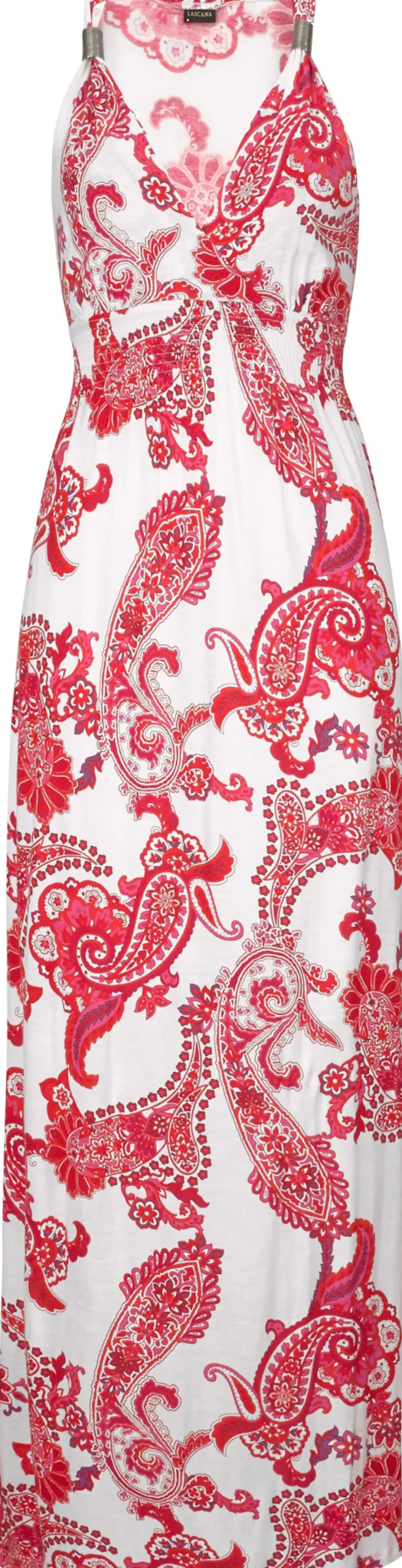 Strandkleider|Kleider|LASCANA Maxikleid rot-weiß-bedruckt
