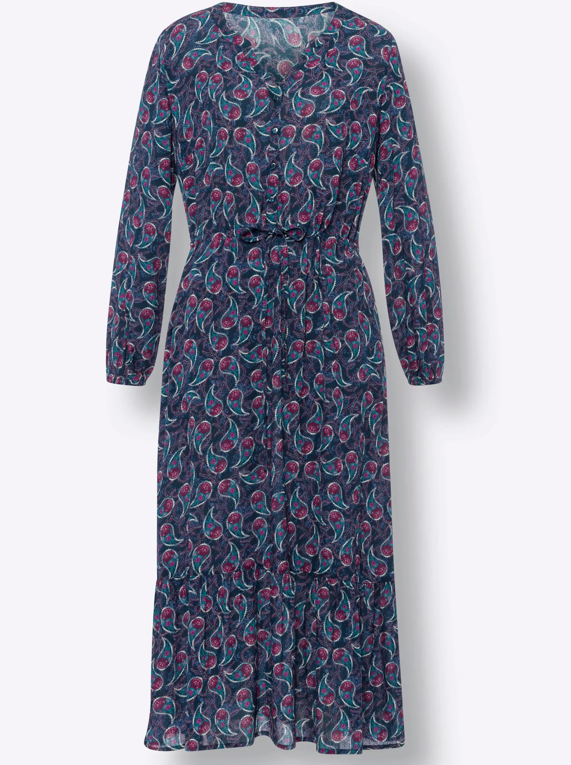 Kleider|heine Maxikleid dunkelblau-rosé-bedruckt