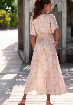 Strandkleider|Kleider|LASCANA Maxikleid sand-beigebedruckt