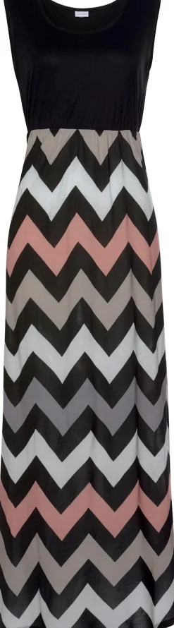 Strandkleider|LASCANA Maxikleid schwarz-rose-creme-taupe
