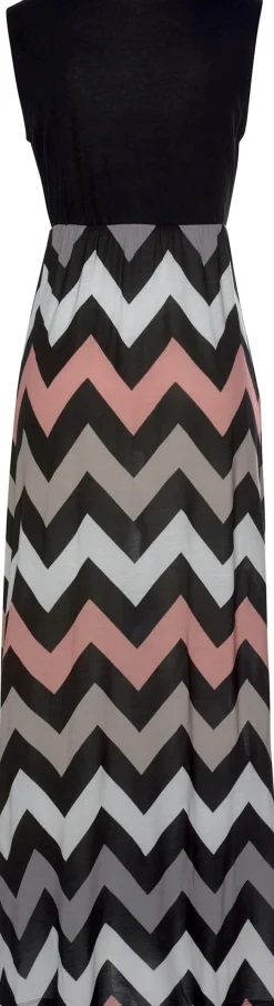 Strandkleider|LASCANA Maxikleid schwarz-rose-creme-taupe