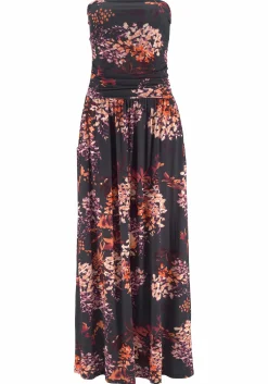 Strandkleider|LASCANA Maxikleid schwarz-bedruckt