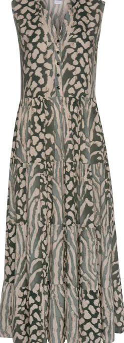 Kleider|LASCANA Maxikleid grün-taupe-bedruckt