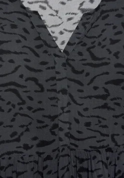 Kleider|LASCANA Maxikleid grau-schwarz-bedruckt