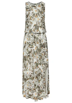 Strandkleider|Vivance Maxikleid grün-cremebedruckt