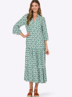 Strandkleider|heine Maxikleid aus Viskose smaragd-apricot-bedruckt