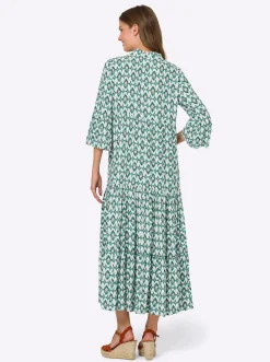 Strandkleider|heine Maxikleid aus Viskose smaragd-apricot-bedruckt