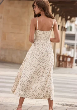 Strandkleider|Kleider|LASCANA Midikleid creme-taupebedruckt