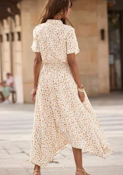 Kleider|LASCANA Midikleid creme-taupebedruckt