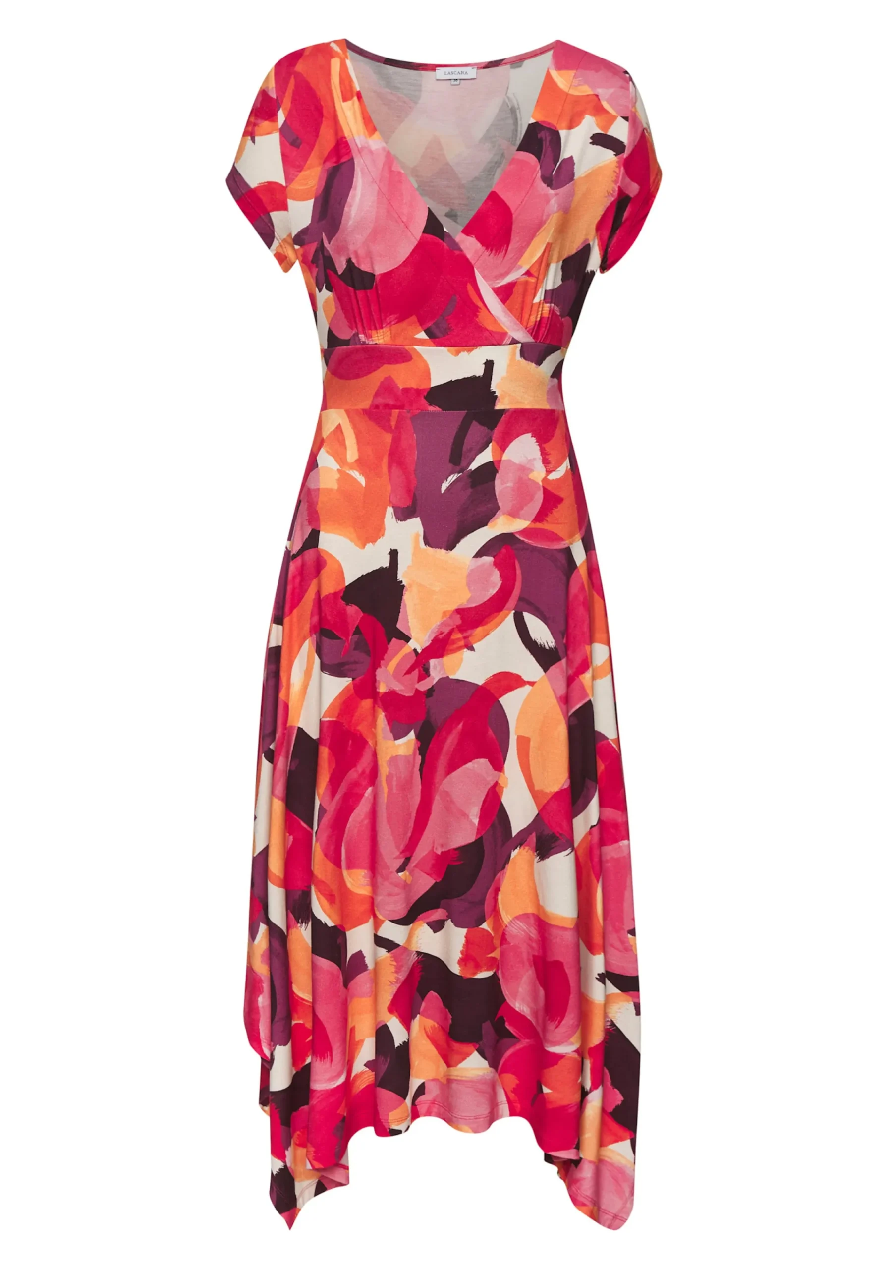 Strandkleider|Vivance Midikleid rot-lila-pinkbedruckt