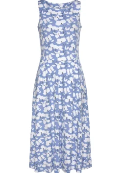 Strandkleider|Beachtime Midikleid blau-creme-bedruckt