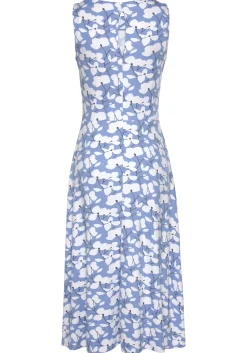 Strandkleider|Beachtime Midikleid blau-creme-bedruckt