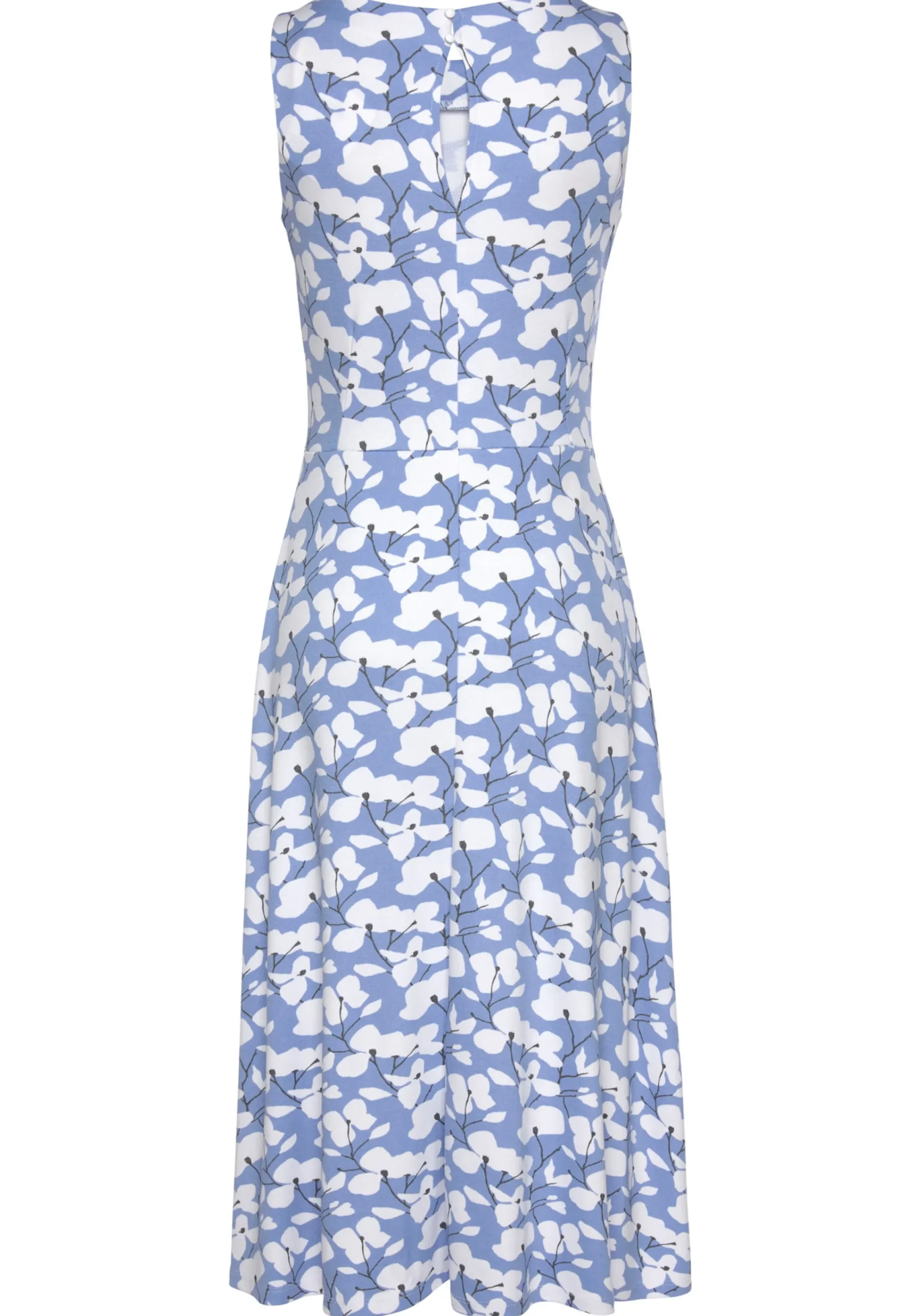 Strandkleider|Beachtime Midikleid blau-creme-bedruckt