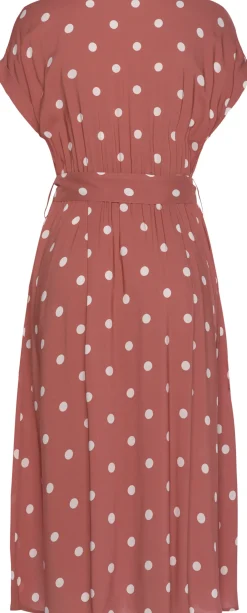 Kleider|LASCANA Midikleid marsala-creme-bedruckt