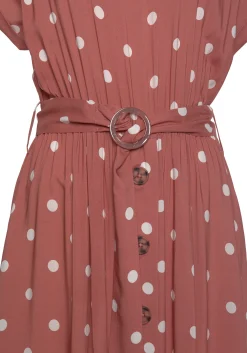 Kleider|LASCANA Midikleid marsala-creme-bedruckt