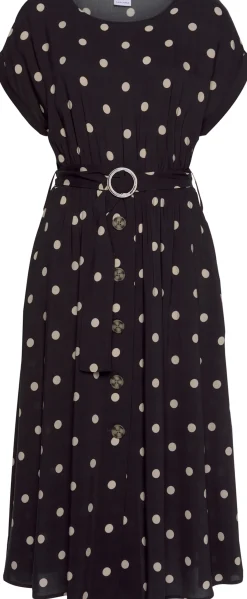 Strandkleider|Kleider|LASCANA Midikleid schwarz-sand-bedruckt