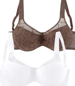 Bhs|petite fleur Minimizer-BH mocha-mousse+weiß