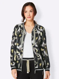 Homewear|Homewear|CREATION L PREMIUM Modal-Viskose-Jacke hellgrau-zitrone-bedruckt