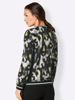 Homewear|Homewear|CREATION L PREMIUM Modal-Viskose-Jacke hellgrau-zitrone-bedruckt