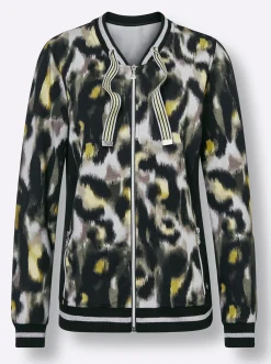 Homewear|Homewear|CREATION L PREMIUM Modal-Viskose-Jacke hellgrau-zitrone-bedruckt