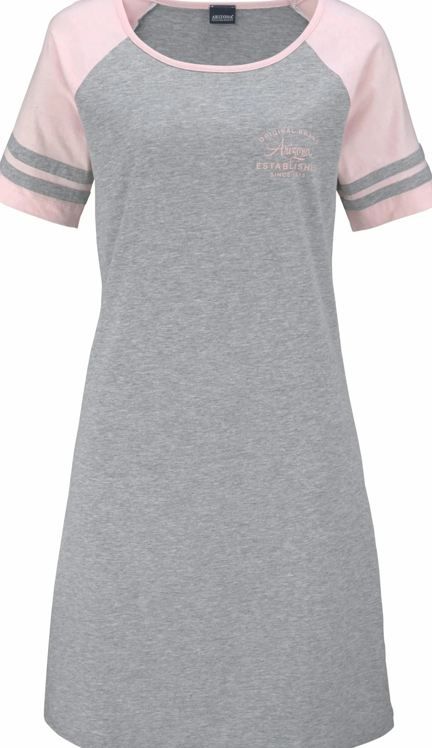 Nachtwäsche|Arizona Nachthemd grau-rosa