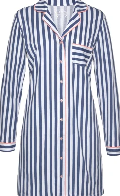 Nachtwäsche|H.I.S Nachthemd blau-weiß-peach