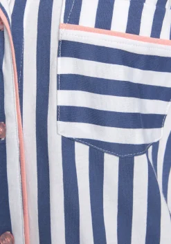 Nachtwäsche|H.I.S Nachthemd blau-weiß-peach