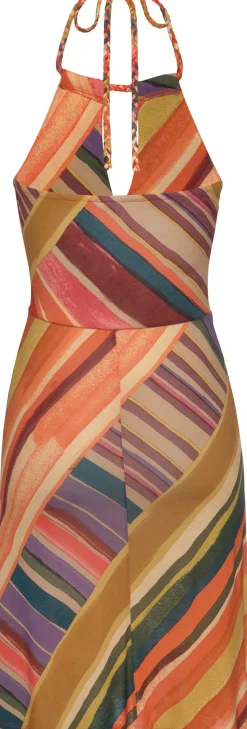 Kleider|LASCANA Neckholderkleid orange-gestreift