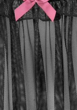 Nachtwäsche|LASCANA Negligé schwarz-mauve