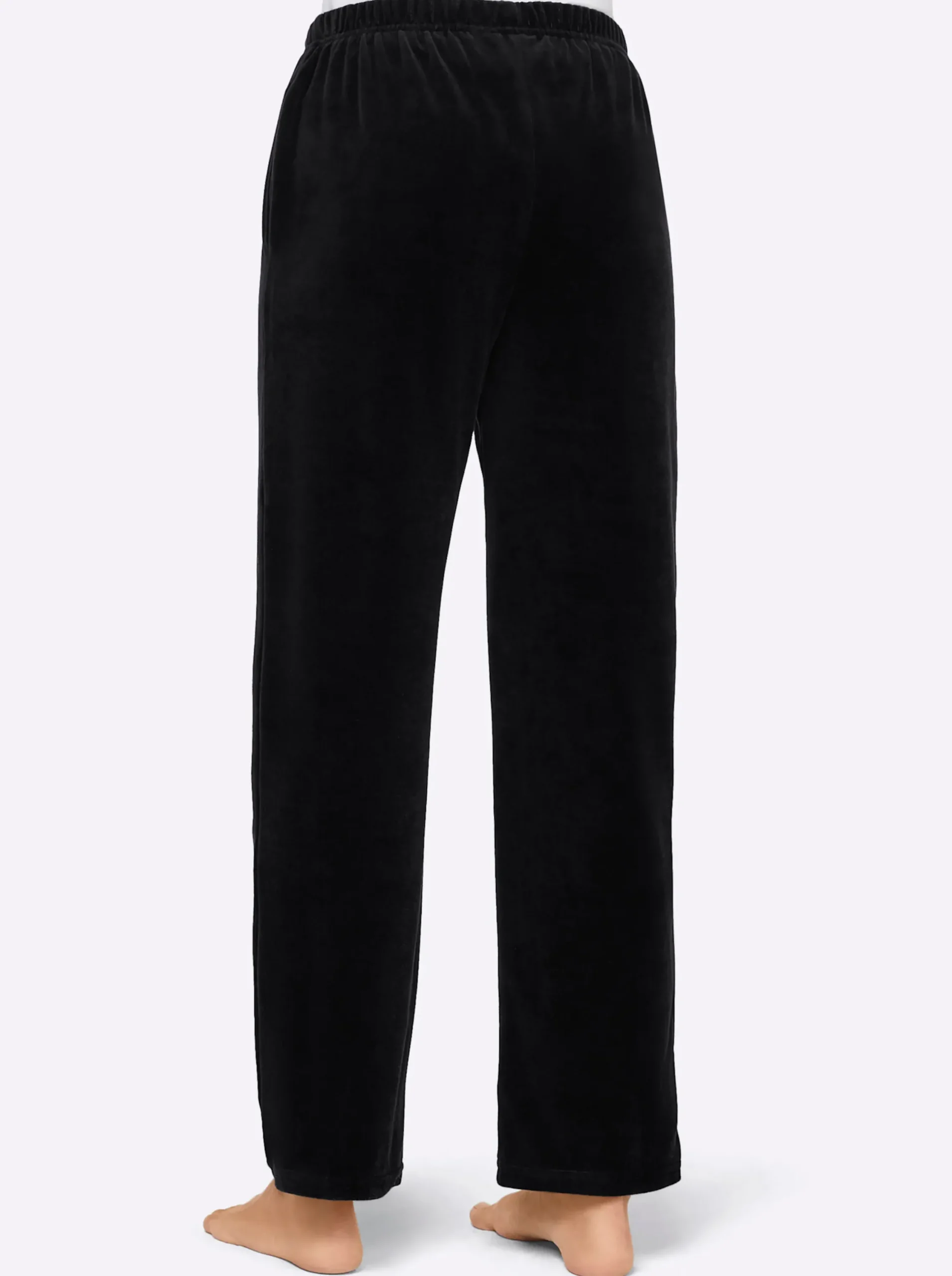 Homewear|feel good Nickihose mit Schlitz am Bein schwarz