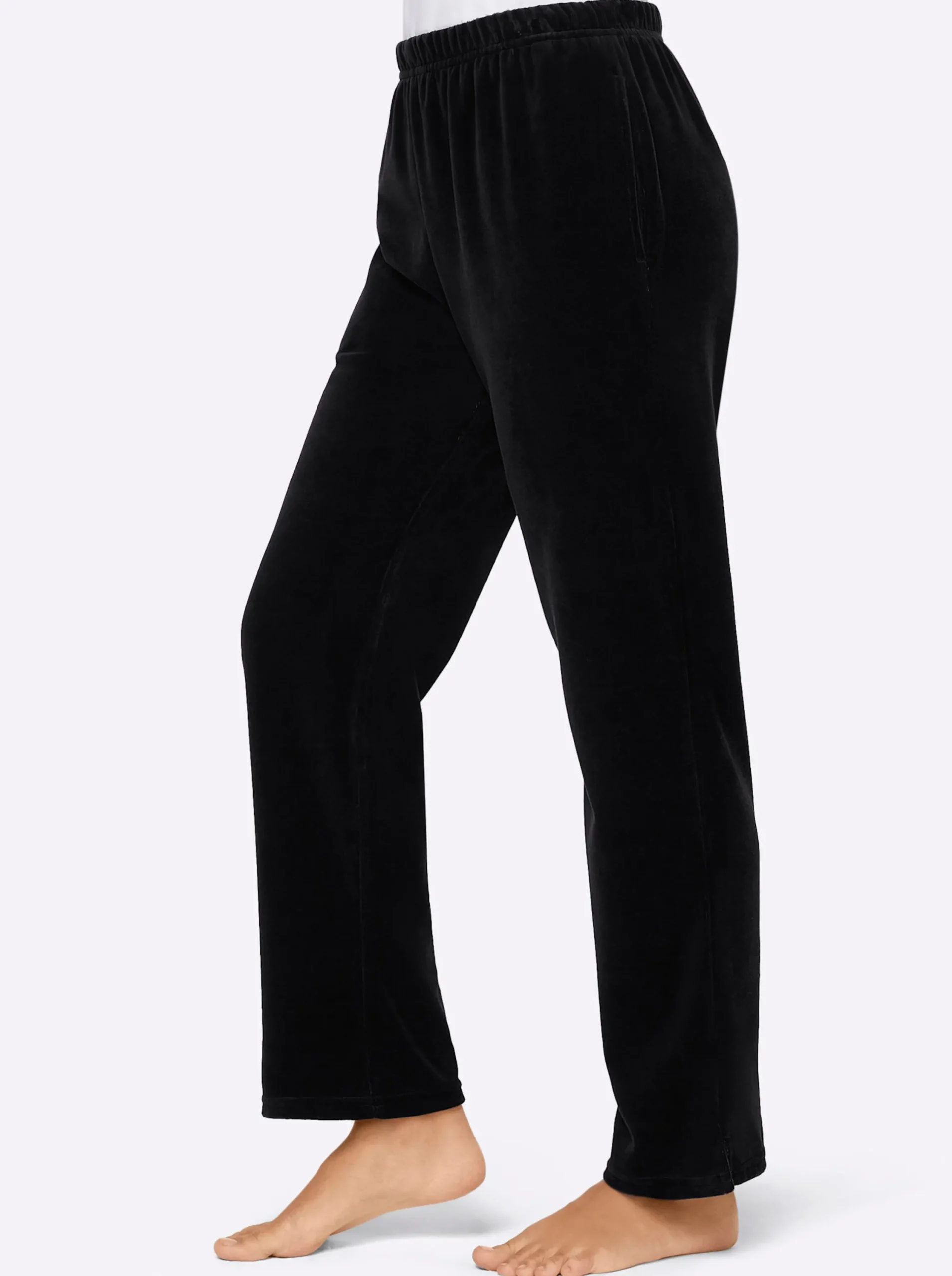 Homewear|feel good Nickihose mit Schlitz am Bein schwarz