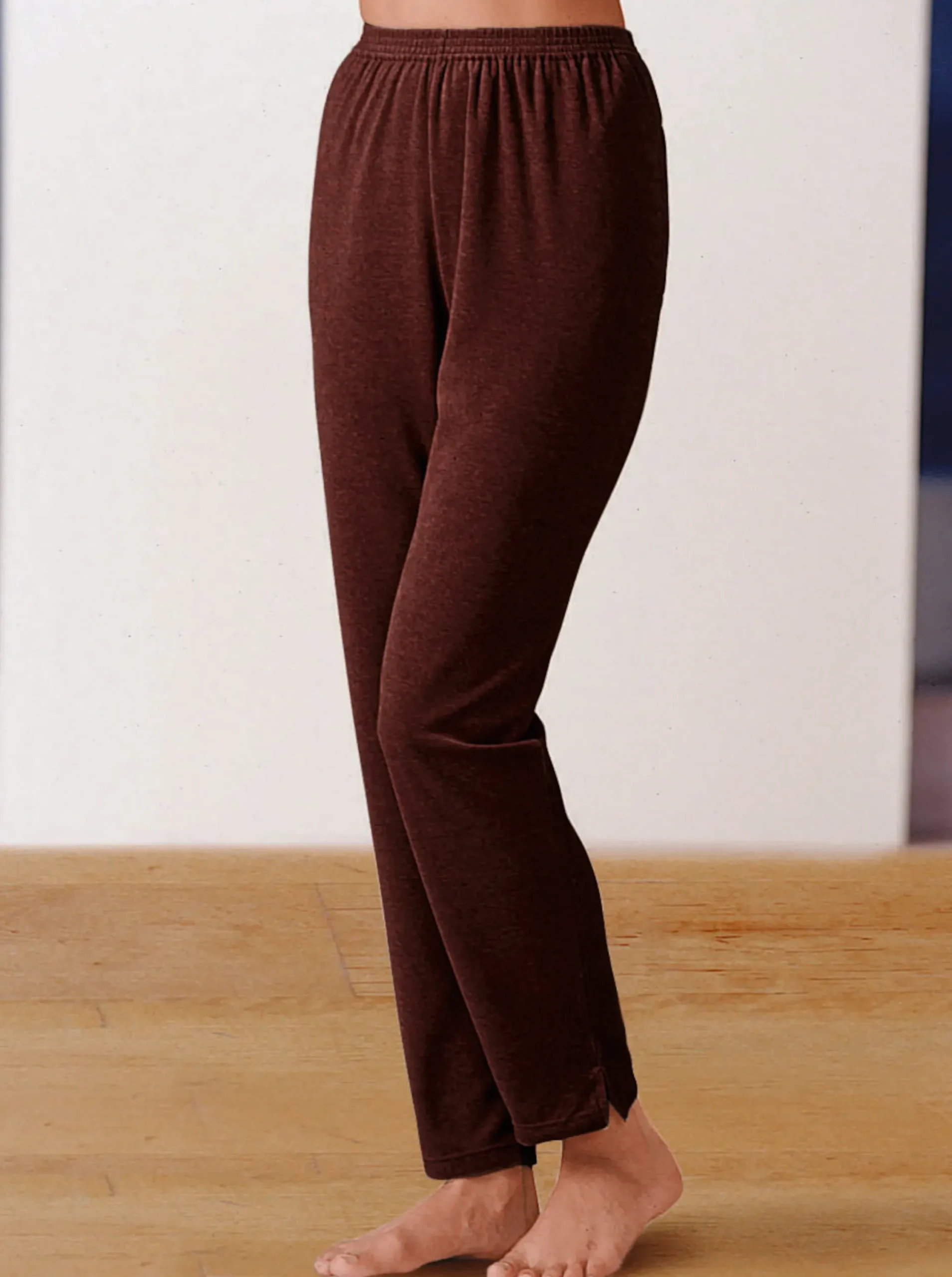 Homewear|Homewear|feel good Nickihose mit Schlitz am Bein braun