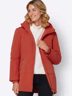 Jacken| Outdoorjacke mit abnehmbarer Kapuze und Jersey-Bündchen terra