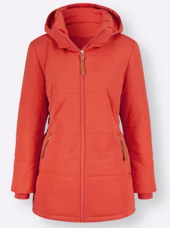 Jacken| Outdoorjacke mit abnehmbarer Kapuze und Jersey-Bündchen terra