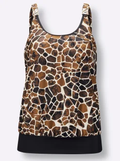 Tankinis|feel good Oversized-Tankini-Top schwarz-schoko-bedruckt
