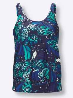 Tankinis|feel good Oversized-Tankini-Top marine-royalblau-bedruckt