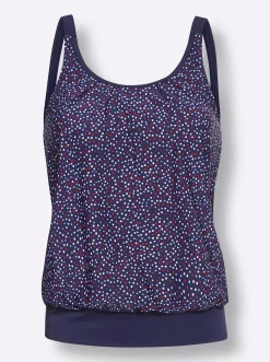 Tankinis|feel good Oversized-Tankini-Top marine-rot-bedruckt