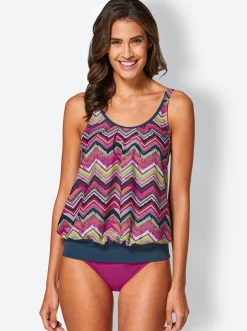 Tankinis|feel good Oversized-Tankini-Top magenta-gemustert
