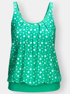 Tankinis|feel good Oversized-Tankini-Top blaugrün-getupft