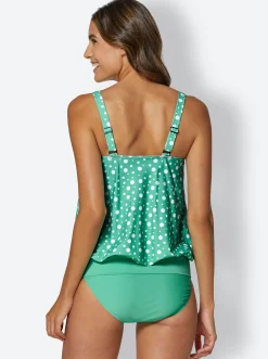 Tankinis|feel good Oversized-Tankini-Top blaugrün-getupft