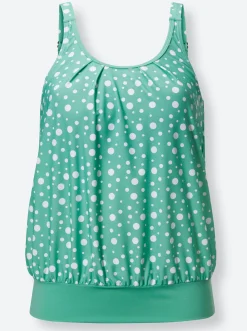 Tankinis|feel good Oversized-Tankini-Top blaugrün-getupft