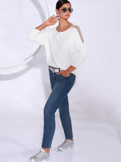 Pullover| Oversize-Pullover im Mix aus Lyocell und Viskose ecru