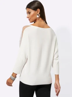 Pullover| Oversize-Pullover im Mix aus Lyocell und Viskose ecru